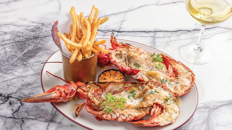 The celebrity chef's French-inspired restaurant at Caesars Palace features playful culinary twists.