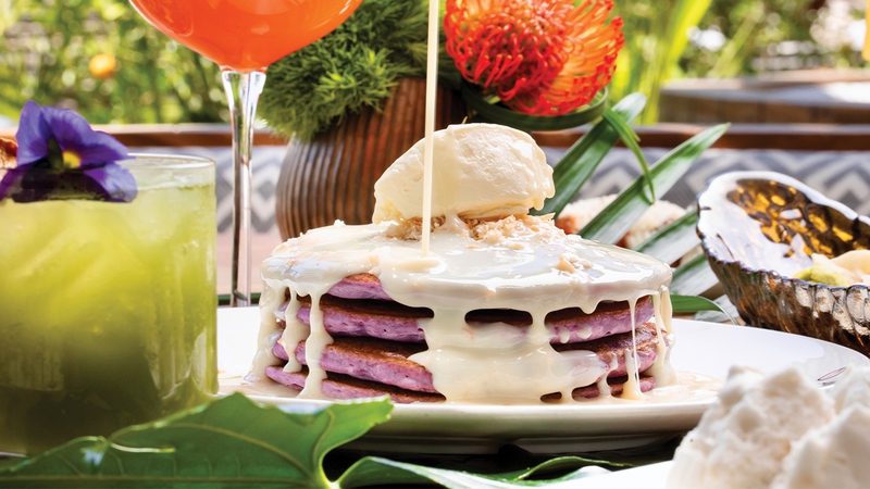 Ube pancakes at FUHU at Resorts World Las Vegas
