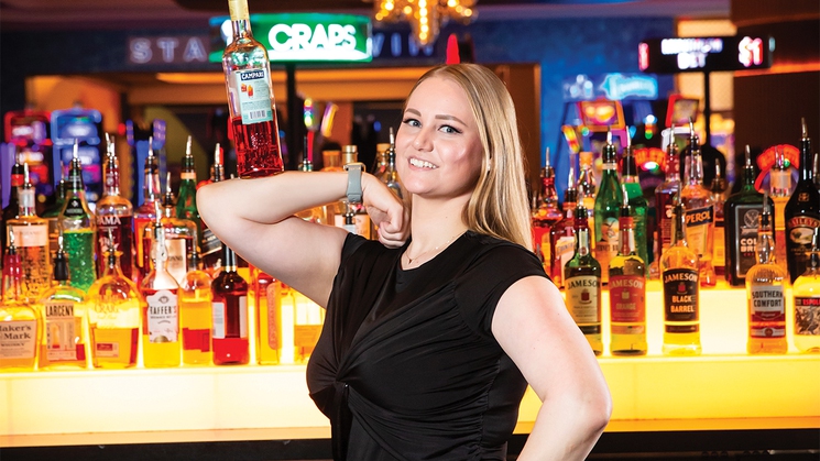 Lindsay Palumbo is a flair bartender at Overhang Bar at Circa Resort & Casino in downtown Las Vegas
