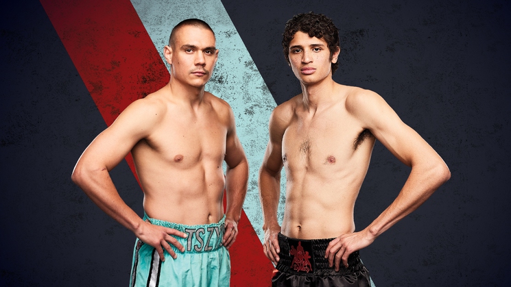 Tim Tszyu, left, takes on Sebastian Fundora in a nonchampionship bout at T-Mobile Arena in Las Vegas on March 30