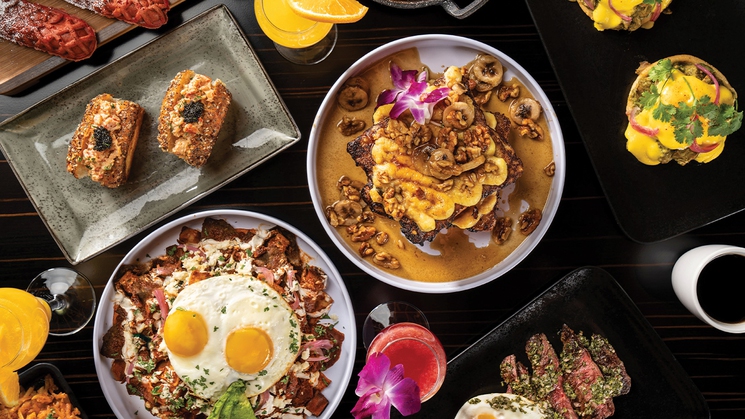 Just a few of the brunch menu delights available at Flanker Kitchen + Sports Bar at Mandalay Bay in Las Vegas