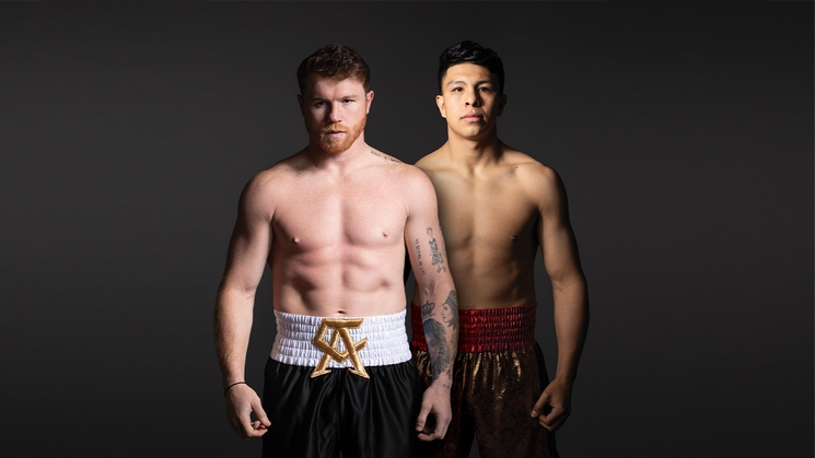 Canelo Álvarez, left, fights Jaime Munguía for the super-middleweight title at T-Mobile Arena in Las Vegas on May 4