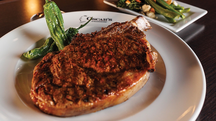 Oscar's bone-in ribeye at Oscar's Steakhouse at Plaza in downtown Las Vegas