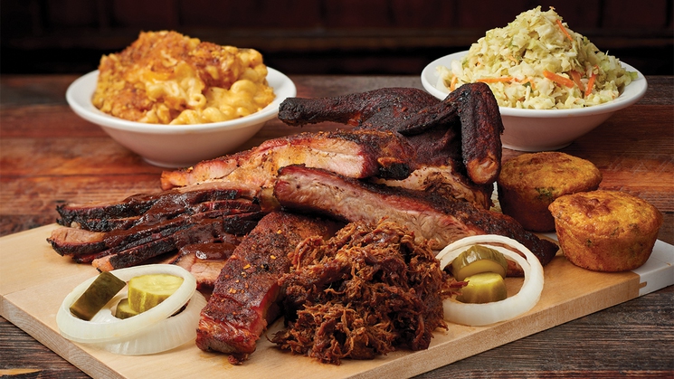The Pig Out! platter at Virgil's Real Barbecue at The Linq Promenade in Las Vegas