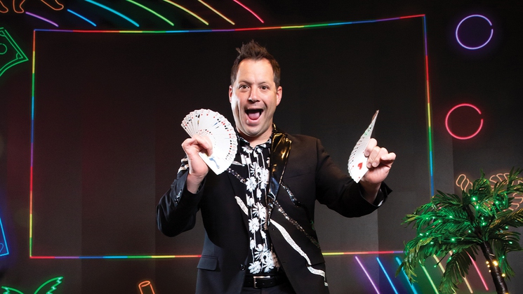 Comedy magician Farrell Dillon performs at Jimmy Kimmel's Comedy Club at The Linq Promenade in Las Vegas
