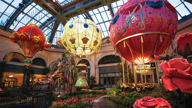 The Bellagio Conservatory & Botanical Gardens' latest installation, 'Higher Love,' at Bellagio in Las Vegas