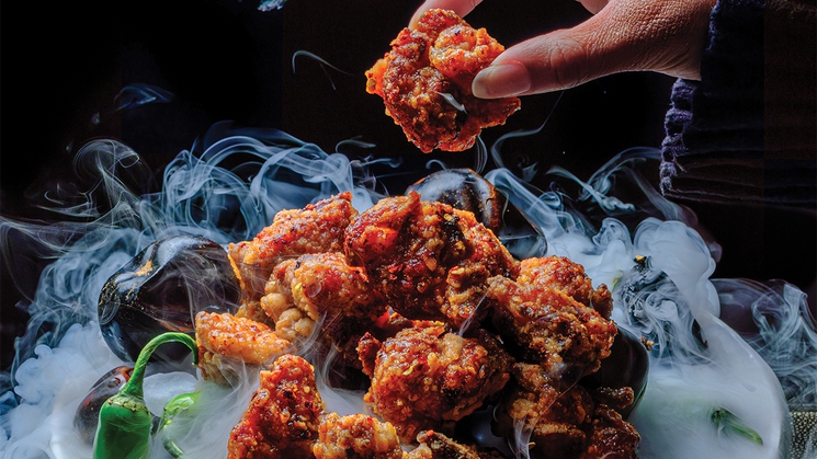 Spicy fried chicken at Aqua at Resorts World Las Vegas