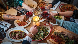 The vibrant Venetian restaurant entertains, both in its menu and its ambience.