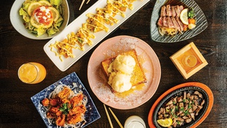 The bustling district on Spring Mountain Road features more than 100 distinct eateries.