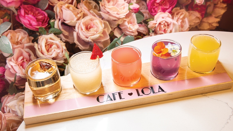 Café Lola at The Forum Shops at Caesars in Las Vegas has a fantastic cocktail flight featuring five flavors