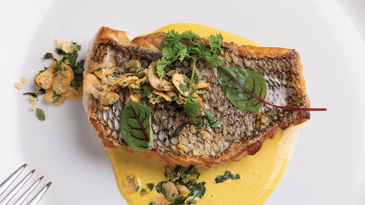 The black bass at Brasserie by Bobby Flay at Caesars Palace in Las Vegas