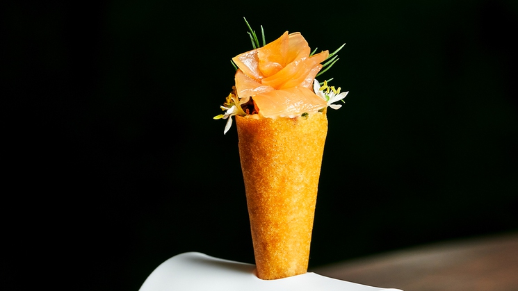 The river trout cone at Bazaar Mar at The Shops at Crystals in Las Vegas