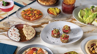 The celebrity chef's Mandalay Bay restaurant pulls in Greek, Egyptian and other regional influences.