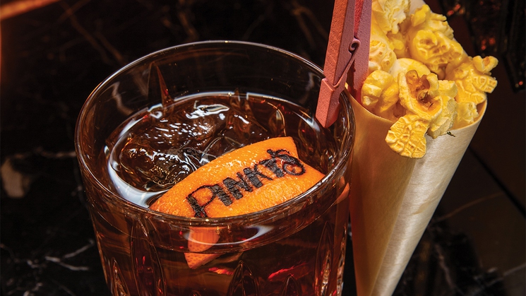 Popcorn and Pop's Scotch at Pinky's by Vanderpump at Flamingo in Las Vegas