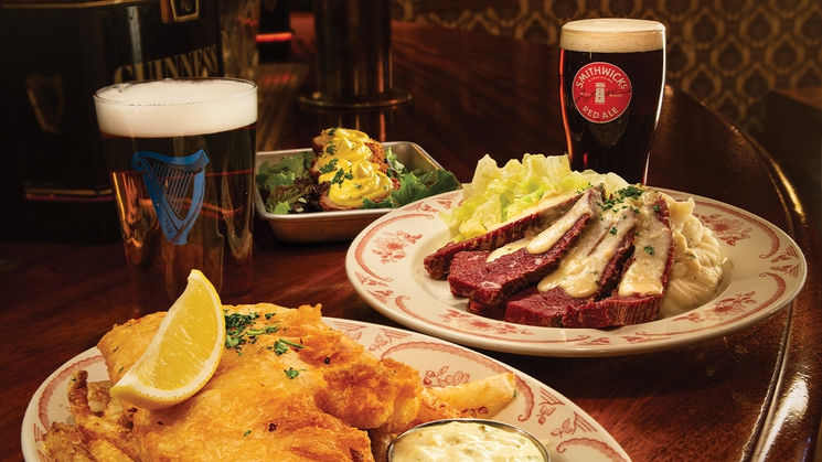 Fish and chips and corned beef and cabbage at Rí Rá Irish Pub at The Shoppes at Mandalay Place in Las Vegas