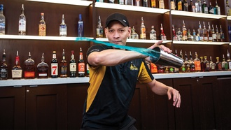The flair bartender at OneBar loves giving his guests an unforgettable experience.