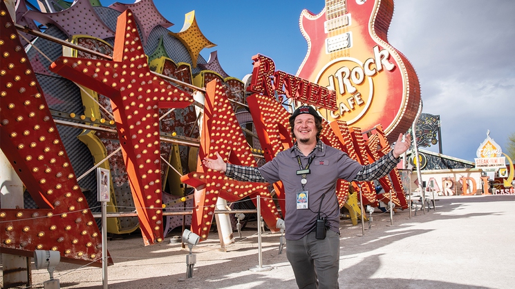 Steven Keith is a museum guide at The Neon Museum in Las Vegas