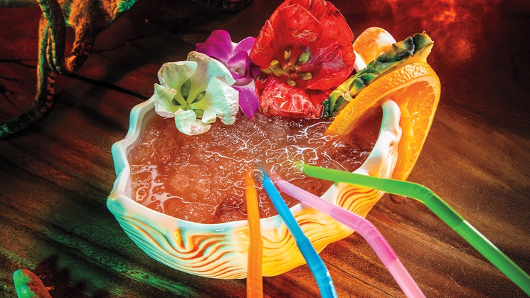 The Hurricane shared cocktail at Golden Monkey Tiki Bar at Resorts World Las Vegas