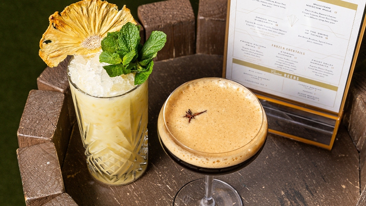  At Swingers Las Vegas, celebrate World Cocktail Day with a Coconut Colada, left, or an espresso martini