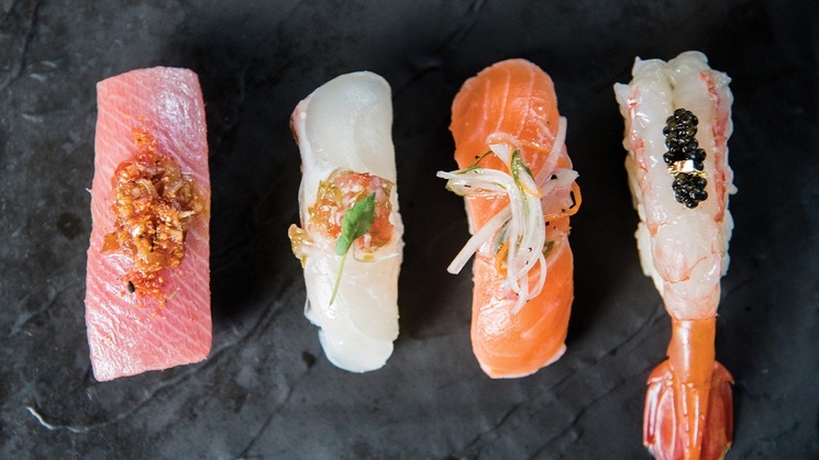 Some of the nigiri offerings at Sushi Roku at The Forum Shops at Caesars in Las Vegas