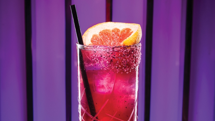 The Hibiscus Paloma at Gatsby's Cocktail Lounge at Resorts World Las Vegas
