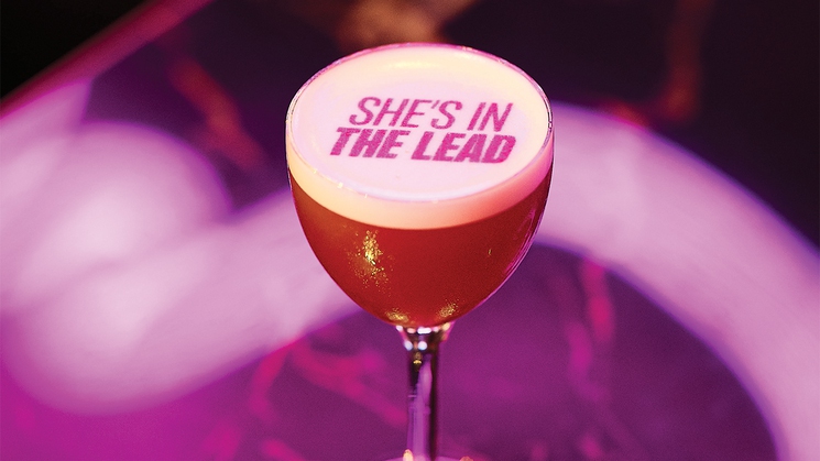 The She's In the Lead cocktail at F1 Arcade at The Forum Shops at Caesars Palace in Las Vegas