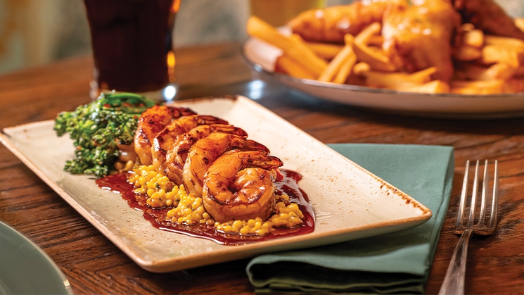 Whiskey-glazed shrimp at Nine Fine Irishmen at New York-New York in Las Vegas