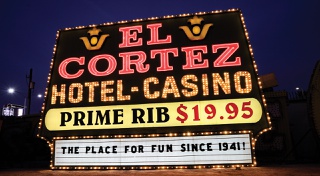 The advertisement for $19.95 prime rib was recently added to the downtown attraction.