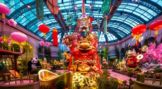 Celebrate the Year of the Horse at this resort, with each garden bed displaying icons of good fortune.