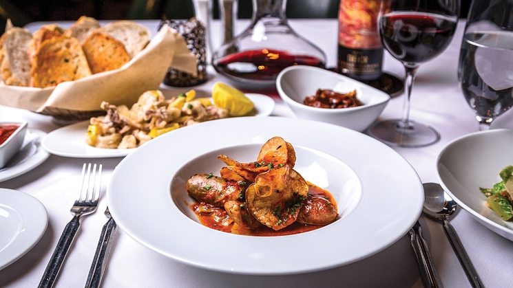 Banana peppers and homemade sausage, one of the options available at the new prix fixe menu at Andiamo Steakhouse at The D in Las Vegas