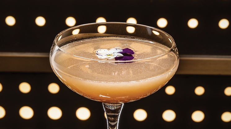 The Beijing Peach cocktail at Copper Sun at Resorts World Las Vegas