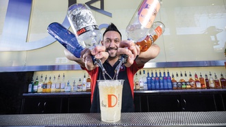Flair bartender is flipping fun at The D Bar downtown.